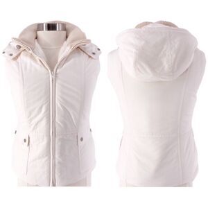 Ann Taylor Cream Puffer Vest Super Soft Lining Size Petite Medium